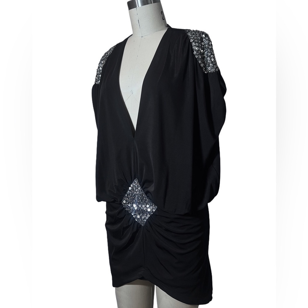 Roberto Cavalli Black + Silver Sequin Size 2 Y2K Mini Dress